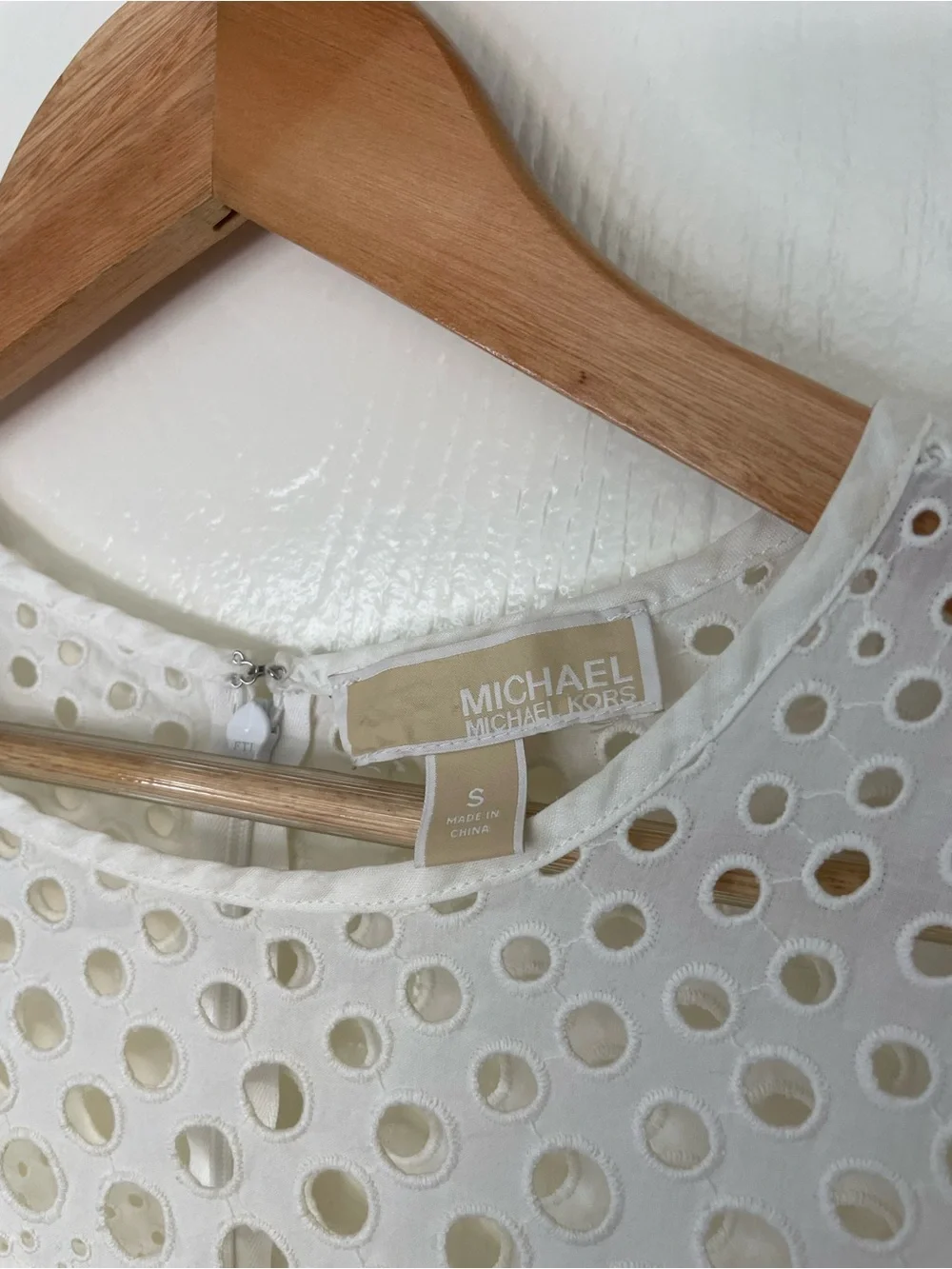 Michael Kors White Eyelet Cotton Peplum Top Small
